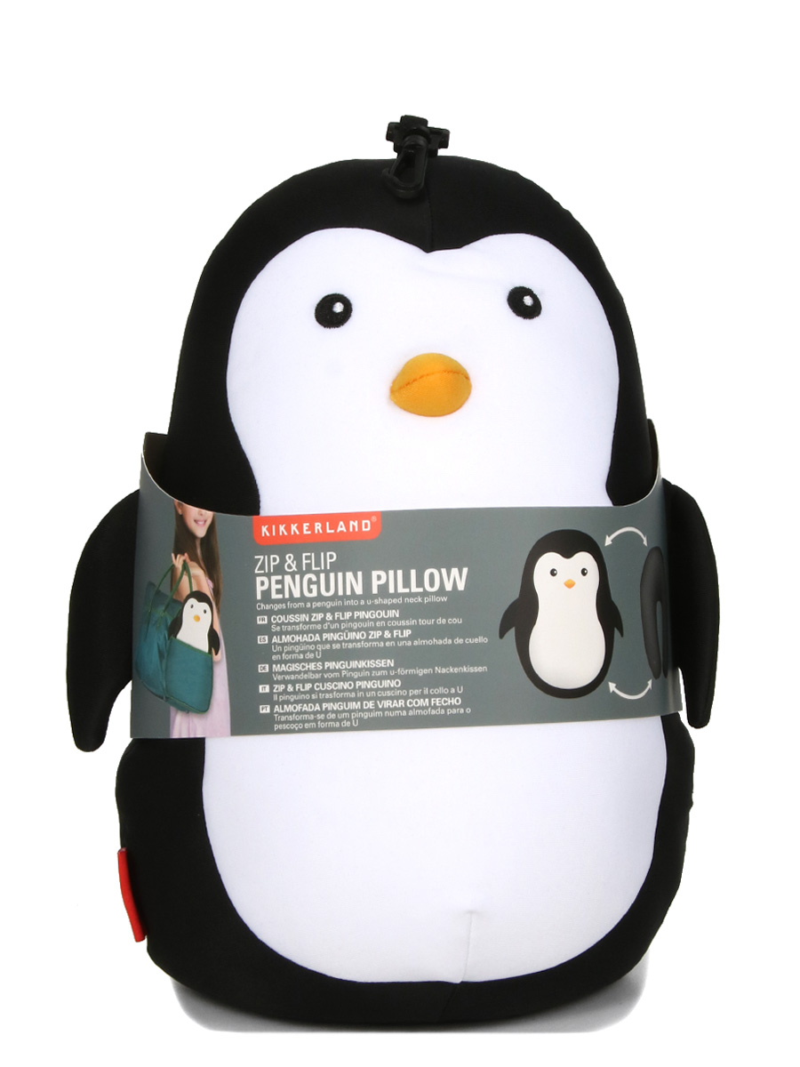 Coussin de voyage Kikkerland Zip & Flip Pingouin