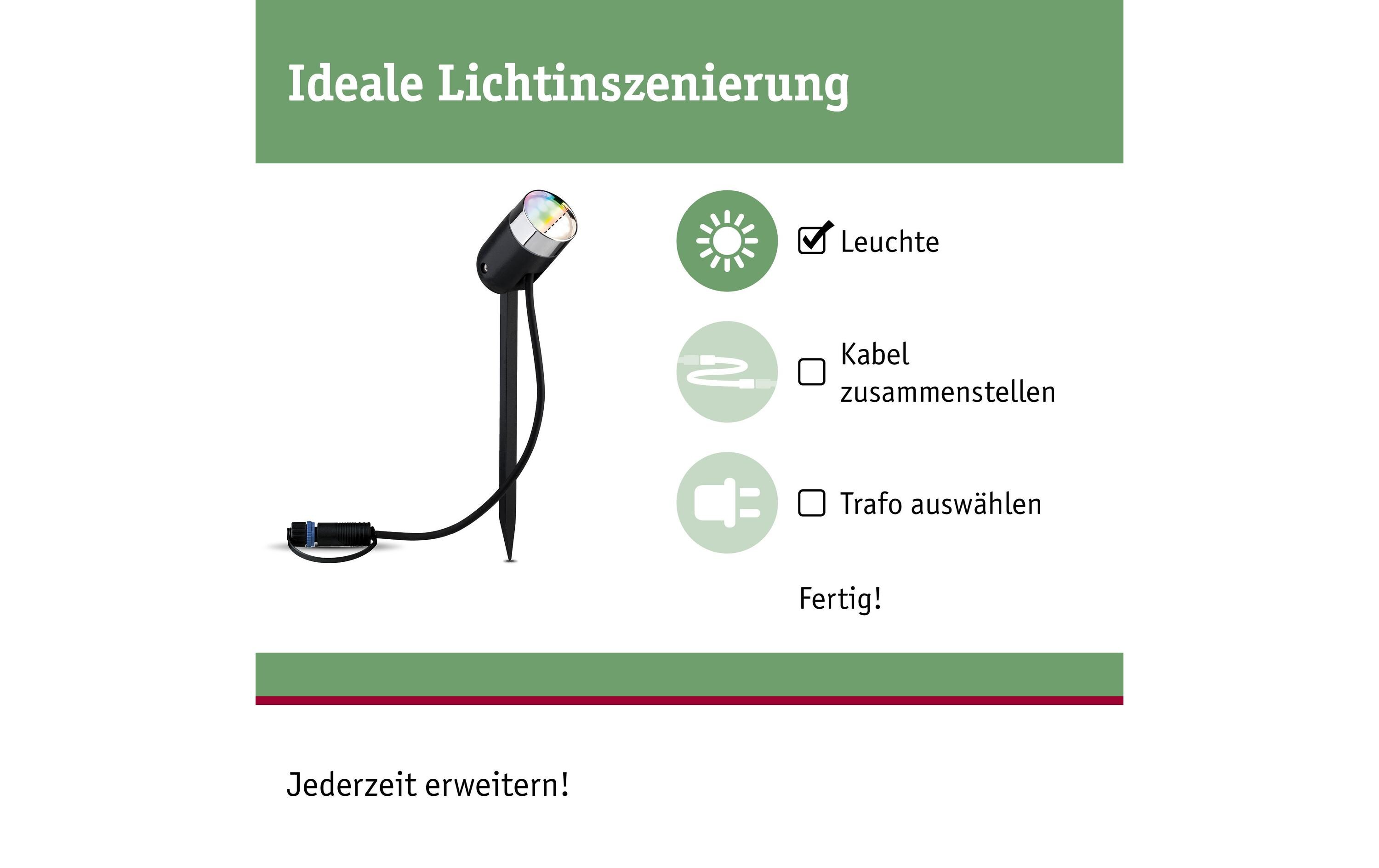 Gartenleuchte Plug & Shine PIKE RGBW Spot 40 °, ZigBeeSteuerbares Lichtobjekt mit Farbwechsel
