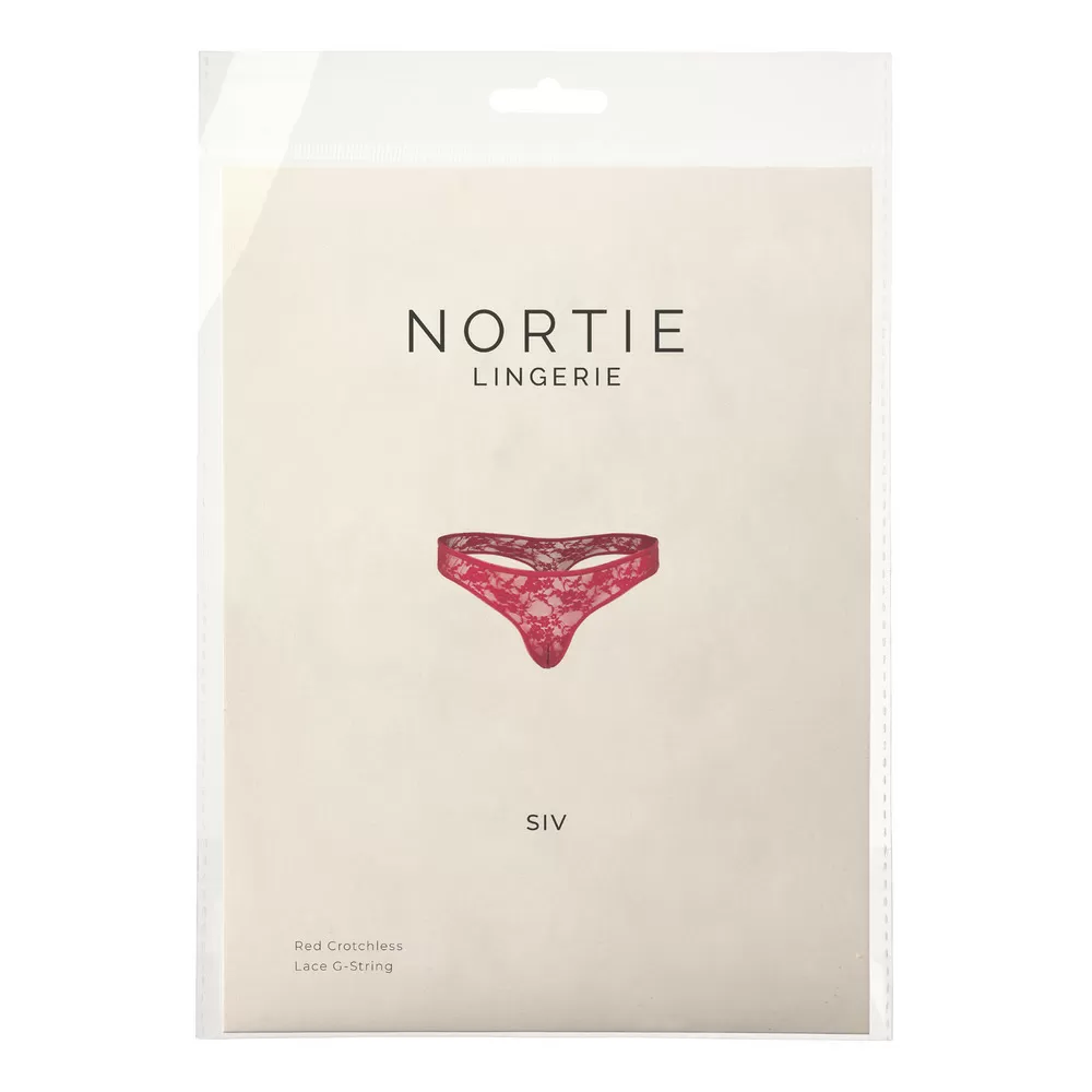 NORTIE Siv Bundløs Blonde G-Streng S/M - Rød
