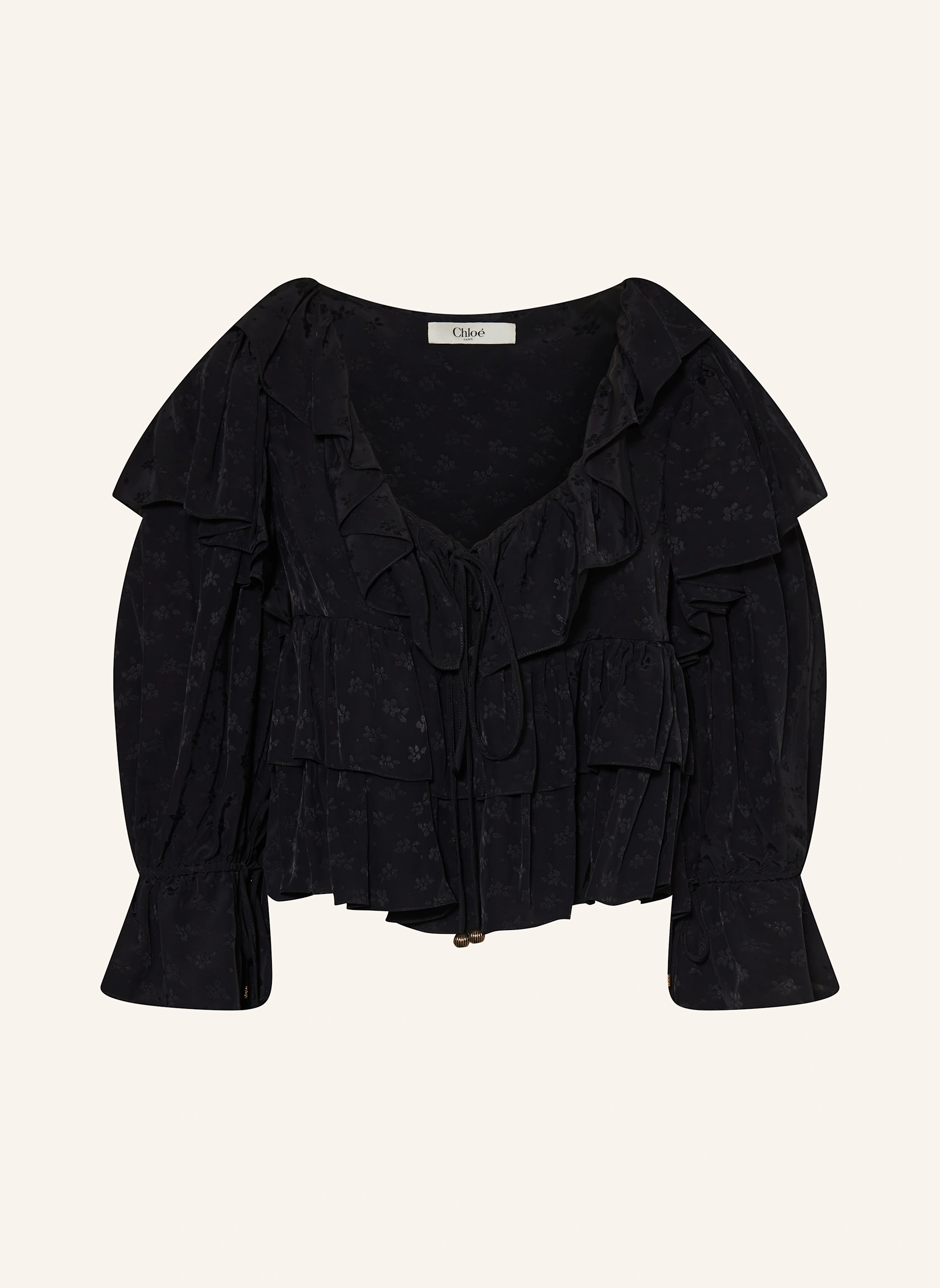Chloé Cropped-Bluse mit 3/4-Arm und Rüschen