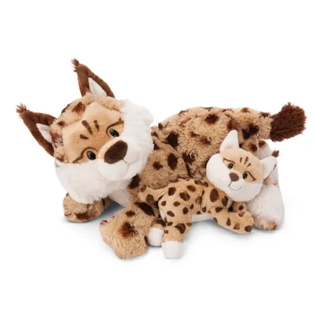 NICI Kuscheltier Luchs Mutter 40cm & Kind 20cm liegend GREEN
