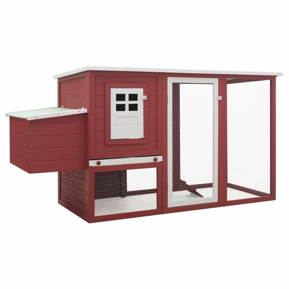 Poulailler d'extérieur avec 1 nichoir 202 x 75 x 98 cm bois rouge