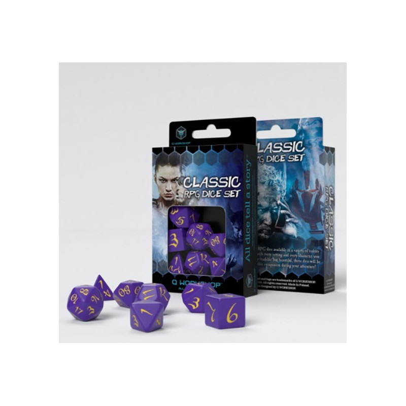 Set de dés RPG classique - Violets et Jaunes