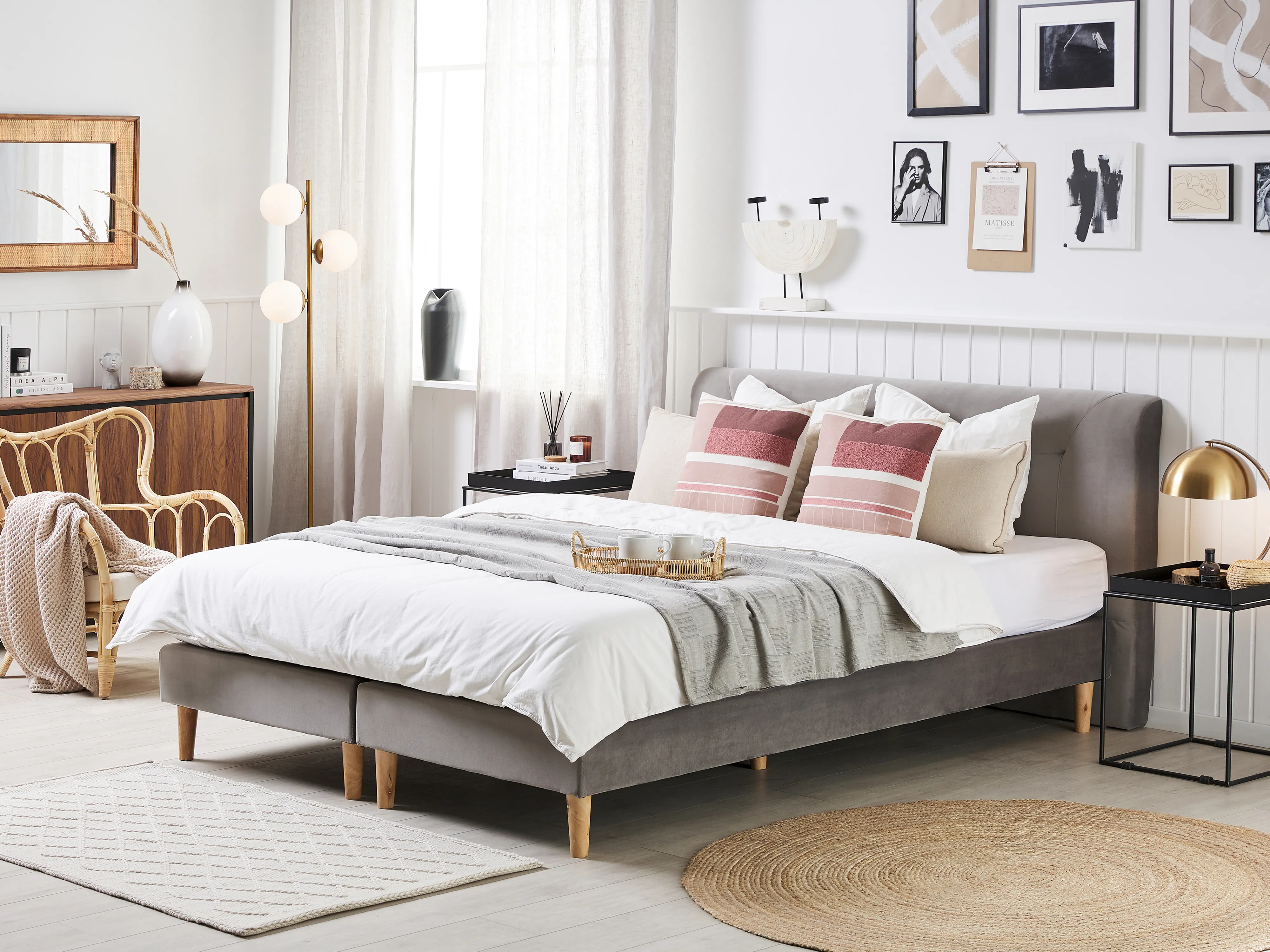 Boxspring Fluweel MARQUISE 180 x 200 cm Grijs