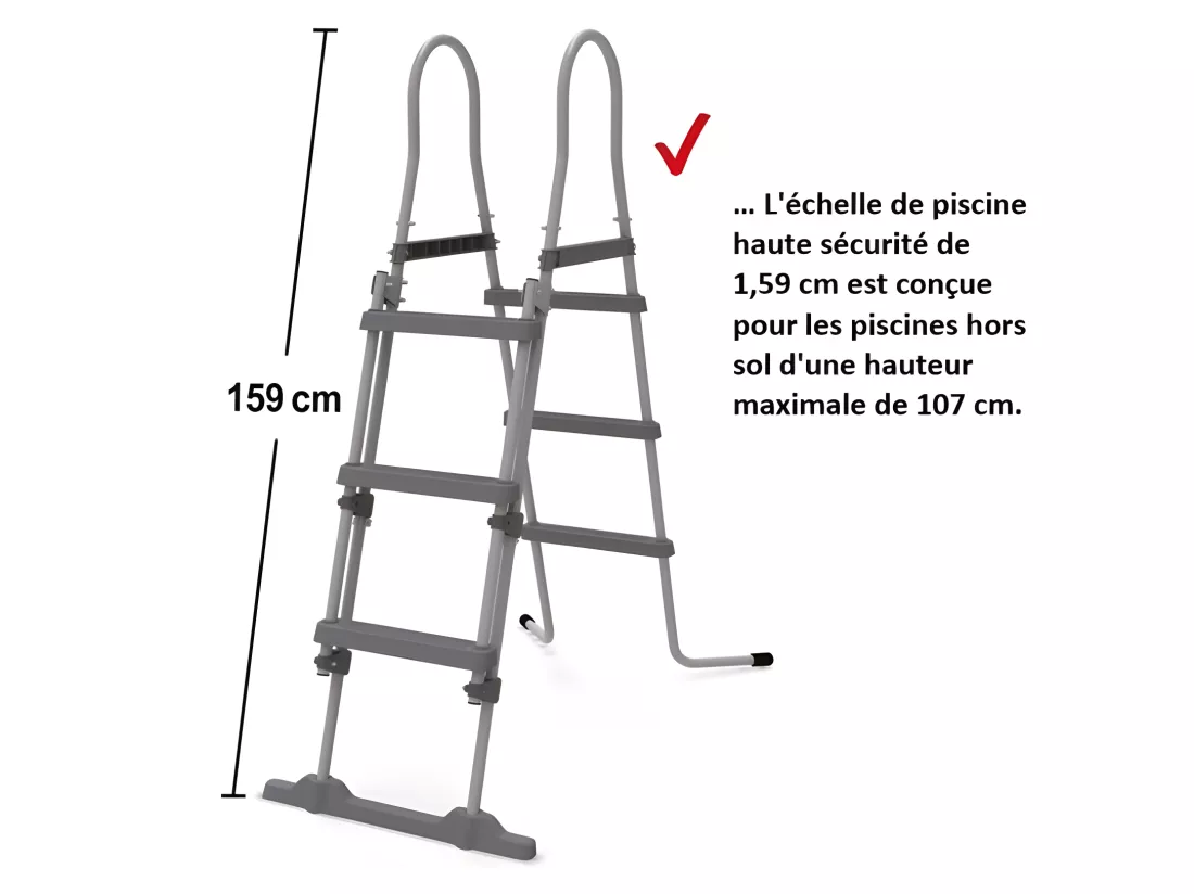 Hecht jardin 00091 Echelle double pour piscine 107 cm -symétrique hors sol accessoire piscine Marches 2x3