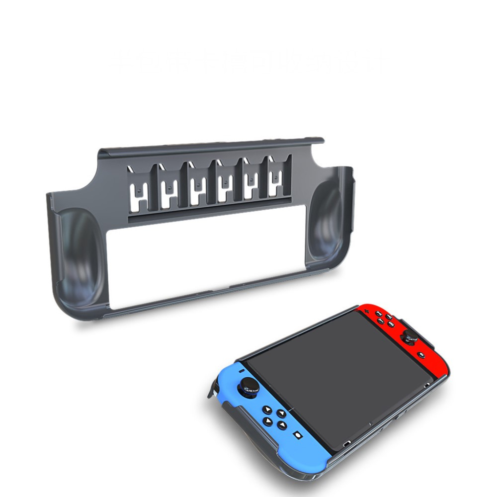 Crystal Hardcase Schutzhülle mit Spielehalterung / Kartenslots für Nintendo Switch OLED - Schwarz