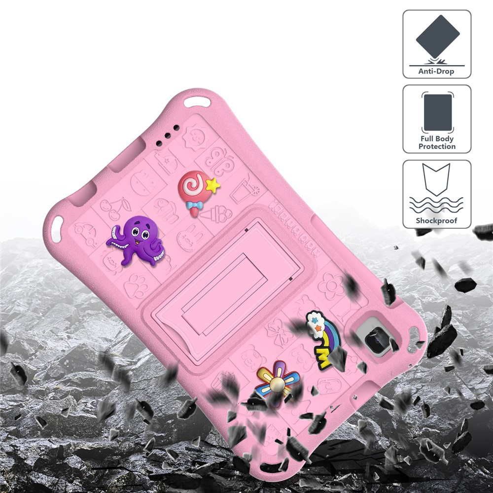 Samsung Galaxy Tab A11 / A9 Stossfeste Kinder Schaumstoff Hülle mit Griff   Kickstand   Schultergurt - Rosa