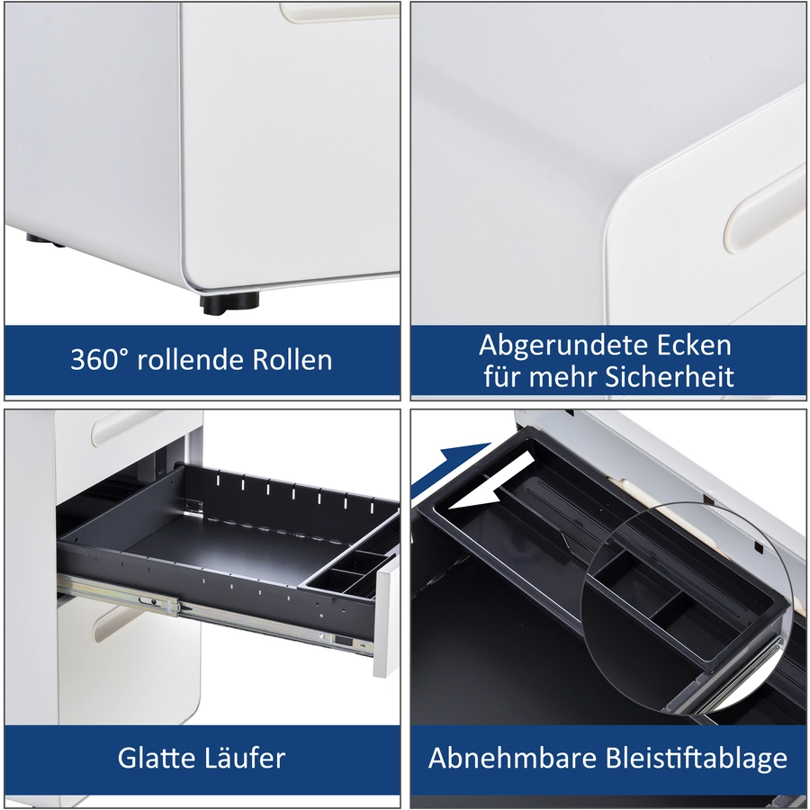 Vinsetto Aktenschrank mit Schließfach weiß