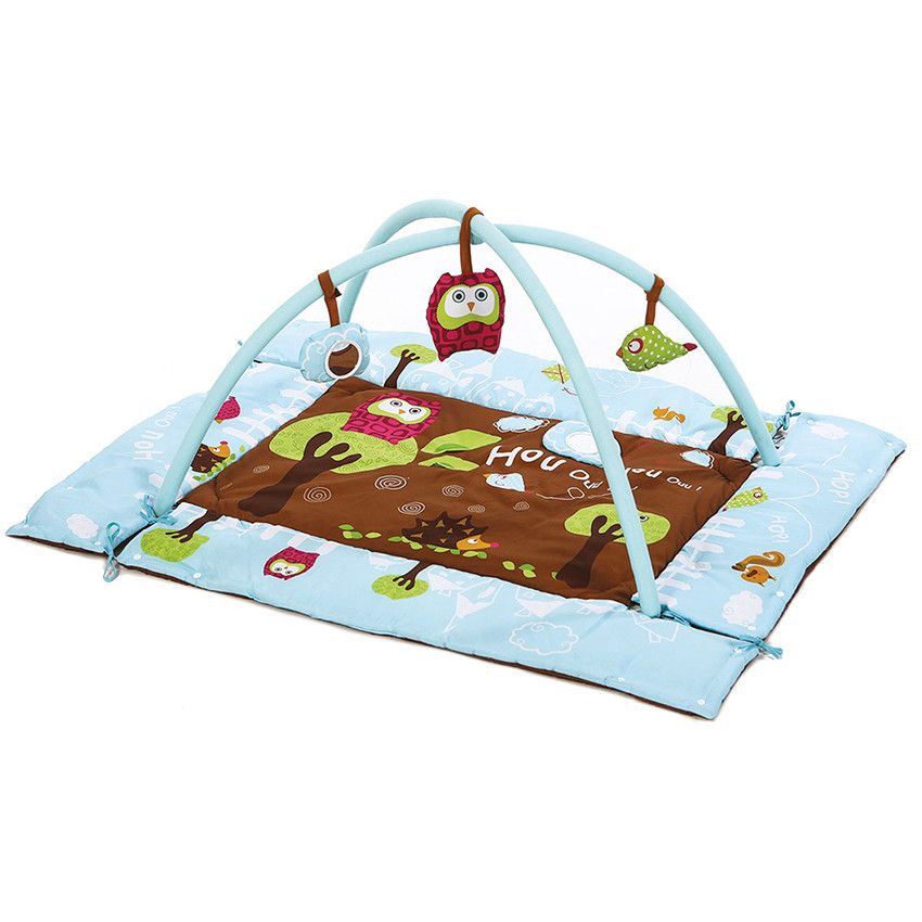 Tapis d’éveil chouette – Bleu - Ecru