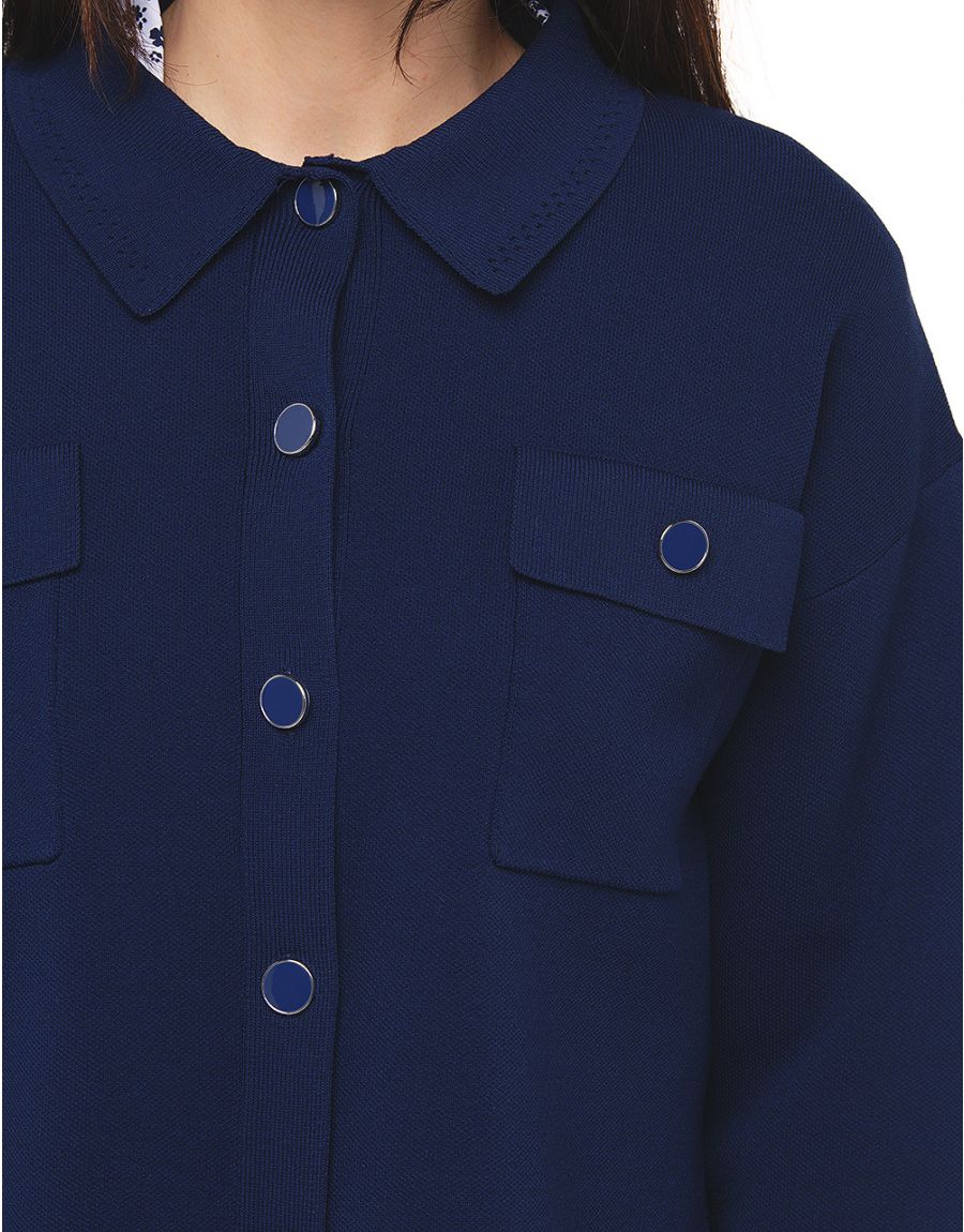 Gilet col chemisier bleu