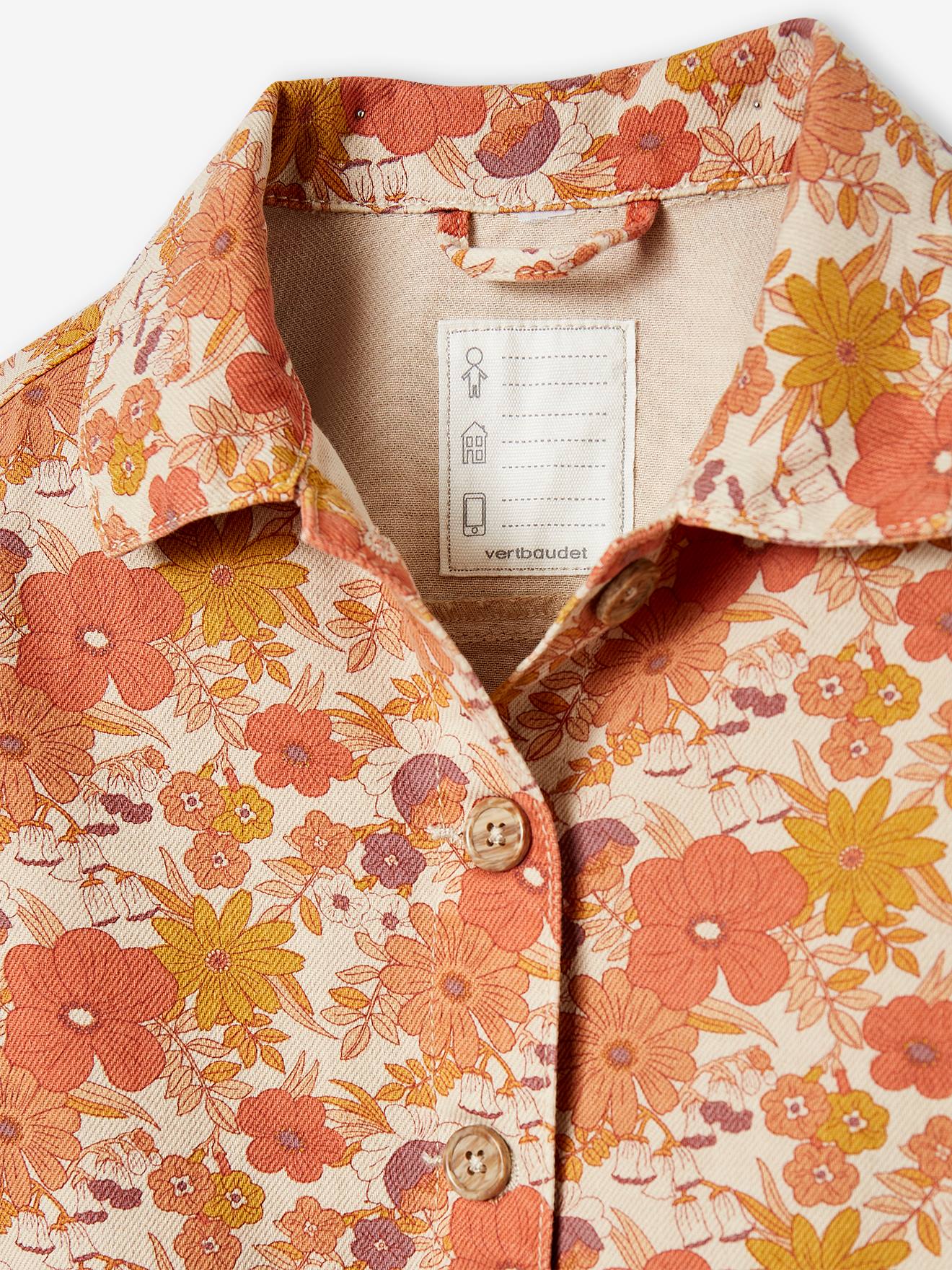Jaqueta nude com estampa floral para meninas