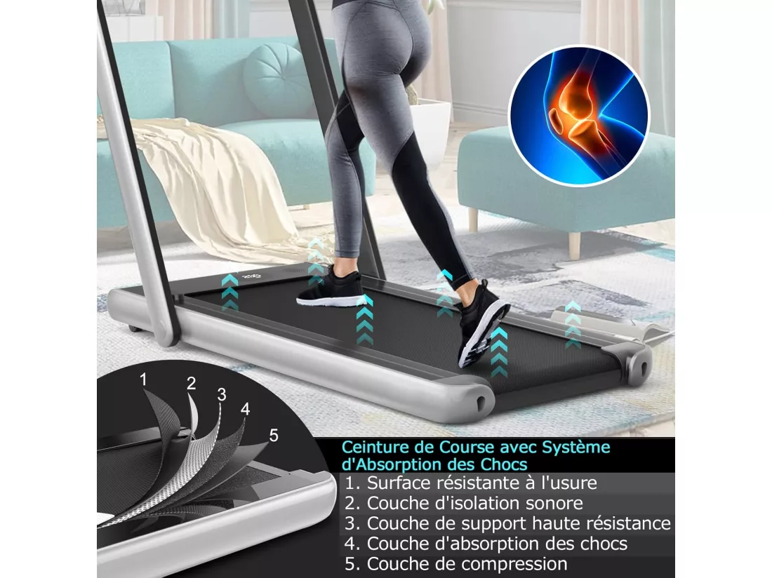 Tapis de course electrique pliable 2 en 1 vitesse 1-12 km/h, tapis roulant surface 40x100cm