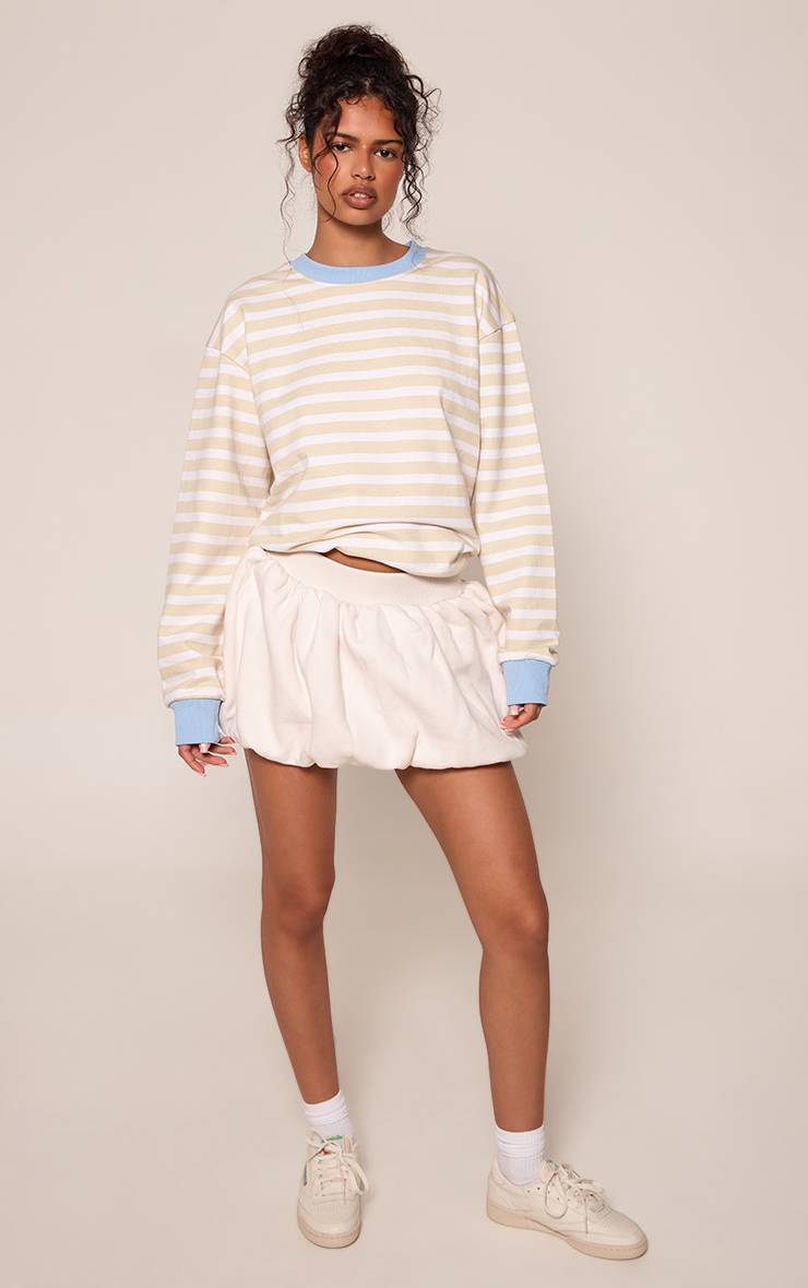 Crème Jupe-short Mini Bouffante En Molleton Doublé