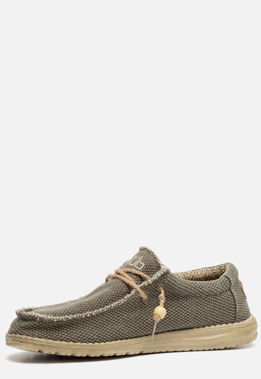 HEYDUDE Wally Braided Instappers groen Canvas