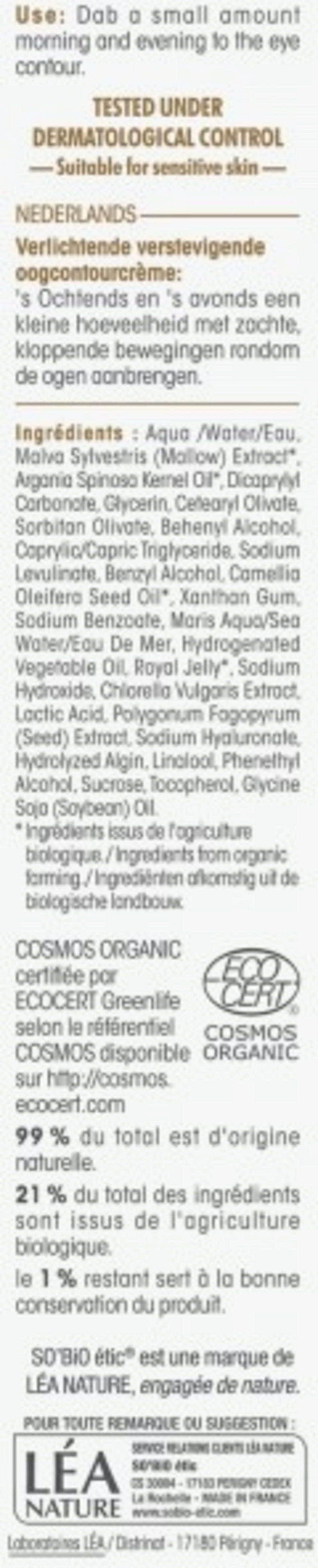 LÉA NATURE SO BiO étic  Aufhellende & glättende Augenkontur-Pflege, 15 ml