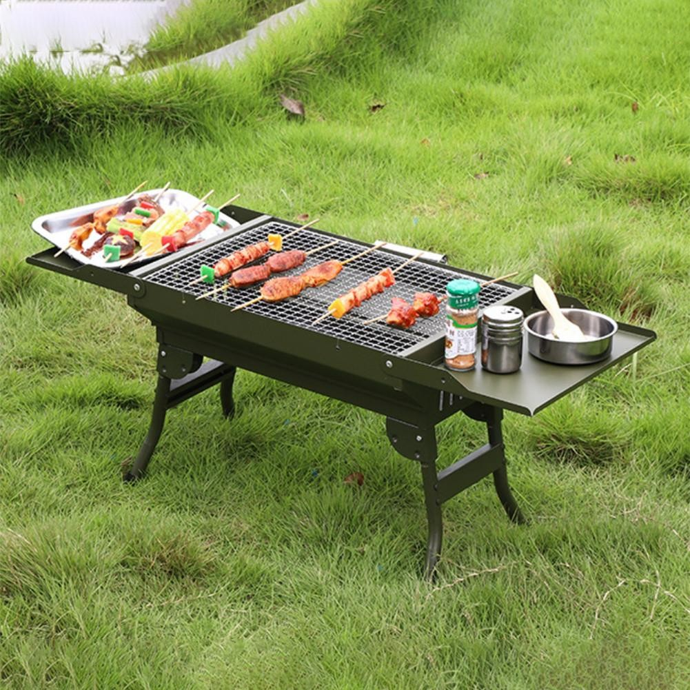 Faltbarer Aluminium Grill Portabler Outdoor BBQ Kohlegrill inkl. Tragegriff - Grün