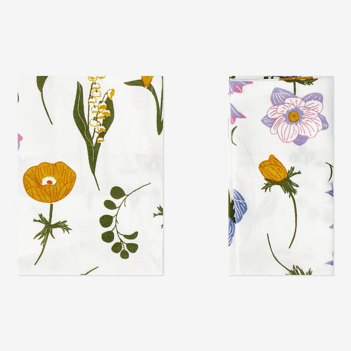 Bomuldsservietter med blomsterprint - 2 stk