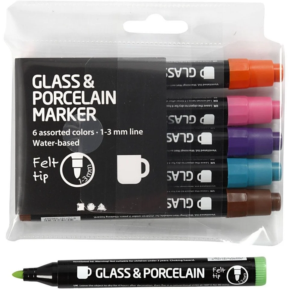 Glas- og porcelænstusch 6 stk. - Suppleringsfarver