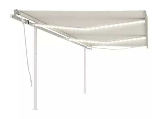 Auvent manuel rétractable avec LED 6x3 m Crème