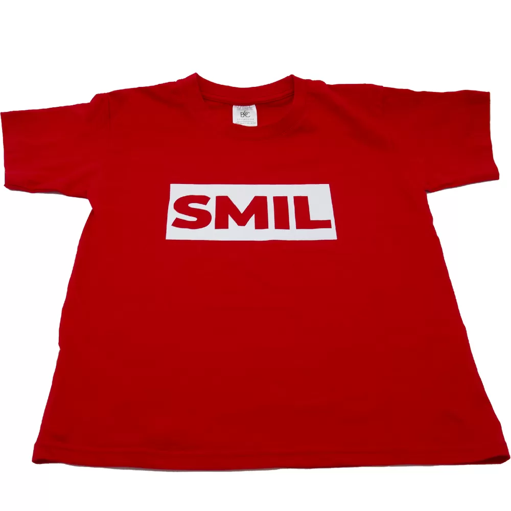 SMILfonden T-shirt Rød med hvidt smil flere størrelser - 1 stk