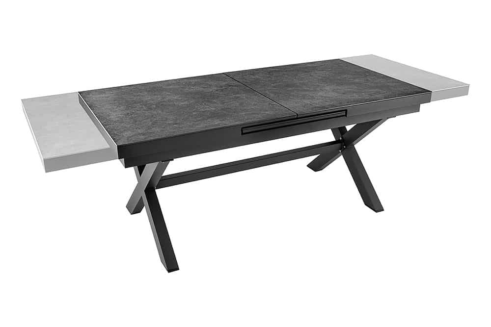 Ausziehbarer In- und Outdoor Esstisch EMPIRE 180-240cm anthrazit Keramik Gartentisch