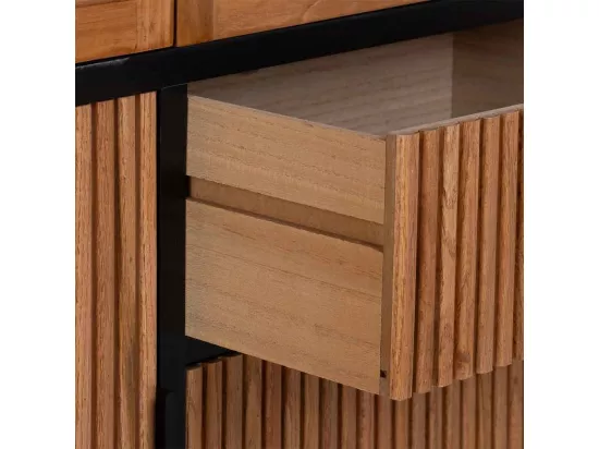 Vitrine 3 portes et 3 tiroirs, bois, 100x40x135h cm