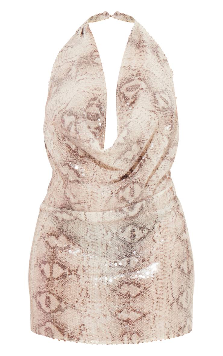 Robe Moulante Grande Taille À Col Bénitier Et Sequins Imprimé Synthétique