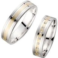 Trouwringen geel en witgoud met Diamanten breedte 5 mm