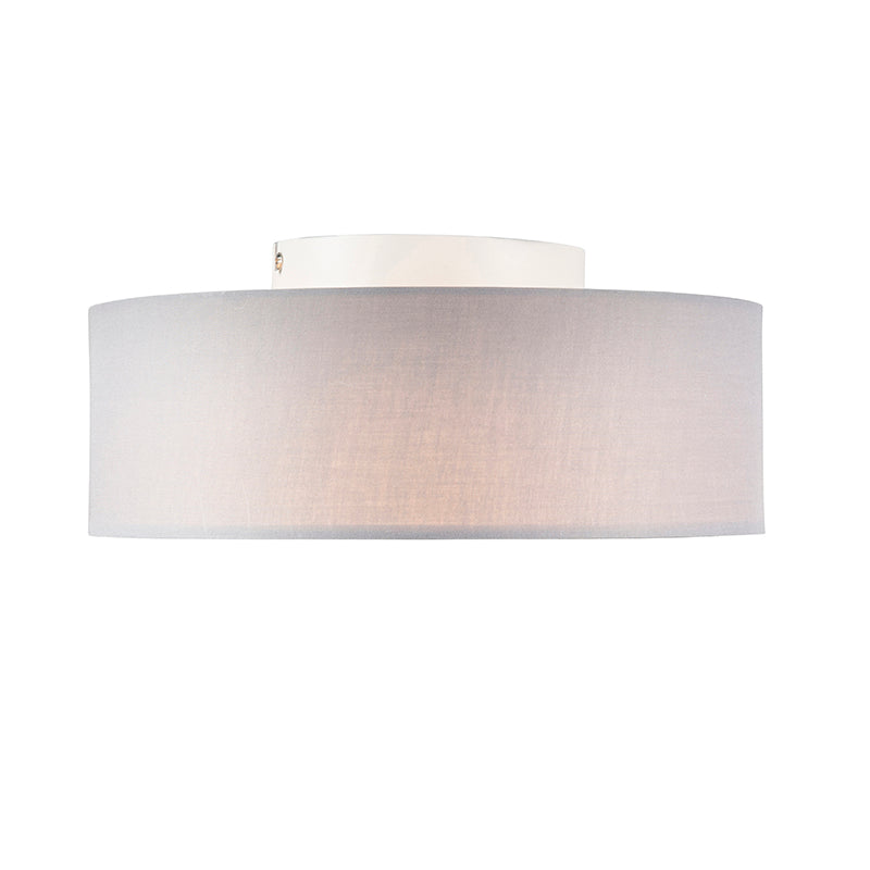 QAZQA Plafondlamp grijs 30 cm incl. LED - Drum LED