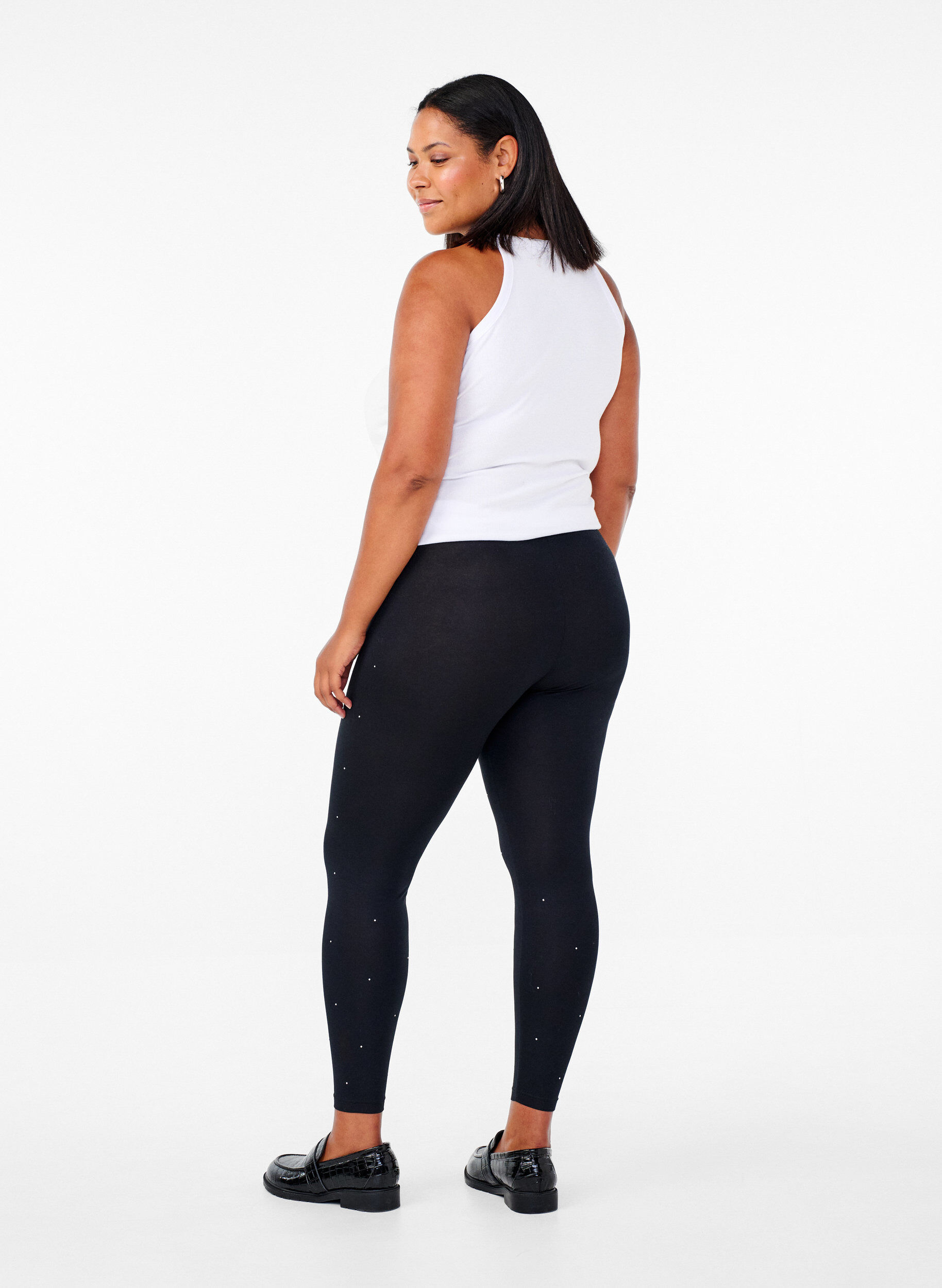 Viskose leggings med rhinesten