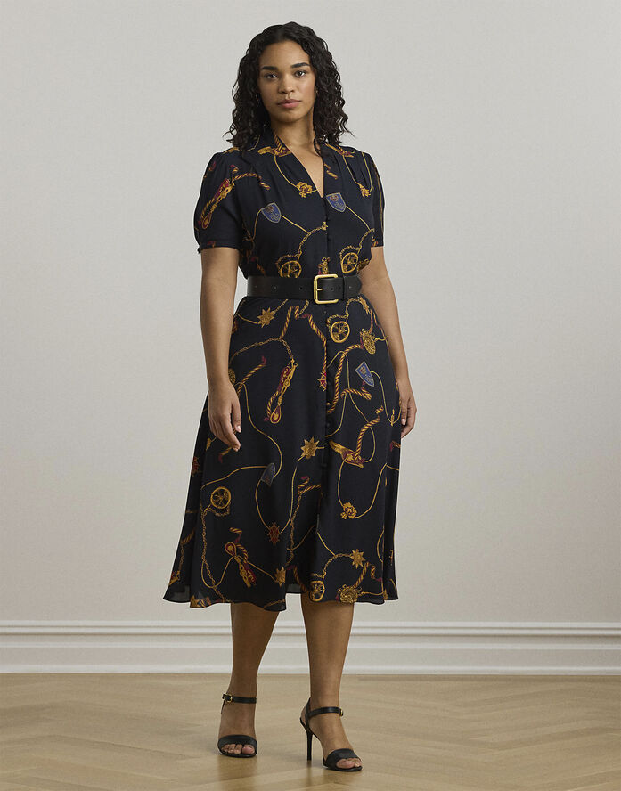 Lauren Ralph Lauren DRAPEY POLY GGT 122-DRESS Navy
