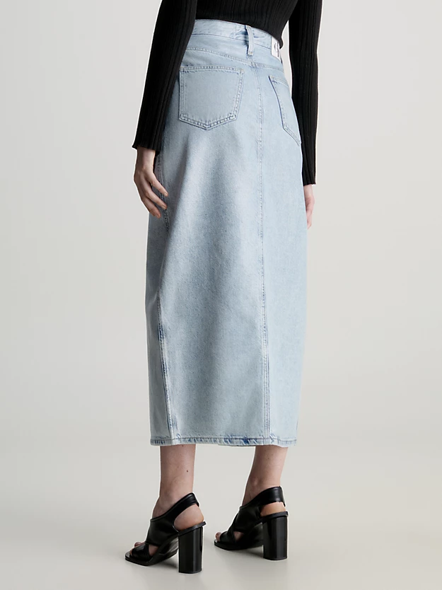 Saia longa de denim revestido