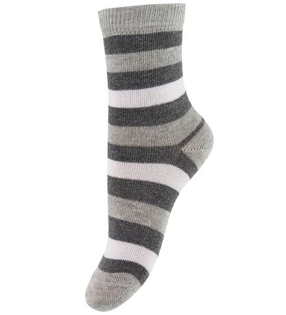 Minymo Socken - 5er-Pack - Graumeliert m. Streifen