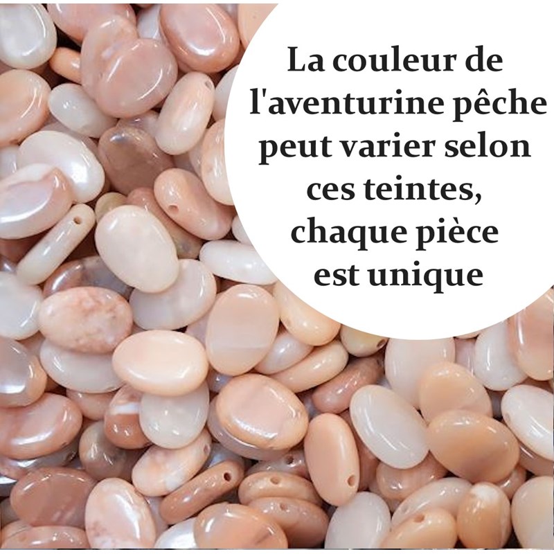 Collier pierre naturelle aventurine couleur pêche Argent 925 Rhodié