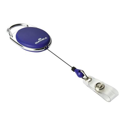 Durable - 10 Enrouleurs de badge - bouton pression clip - bleu