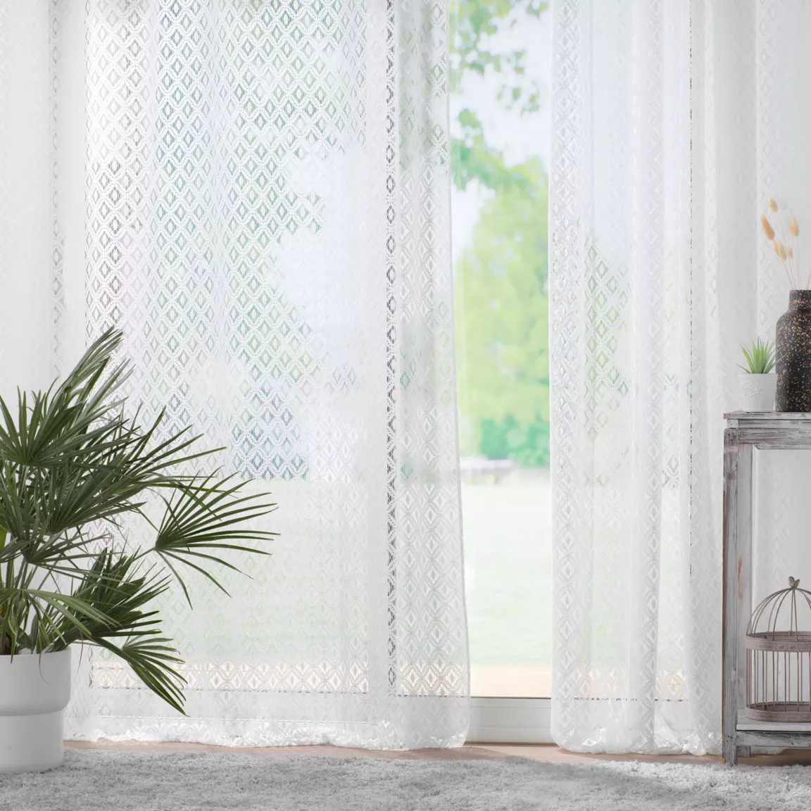 Voilage maille (140 x 240 cm) Odilia Blanc