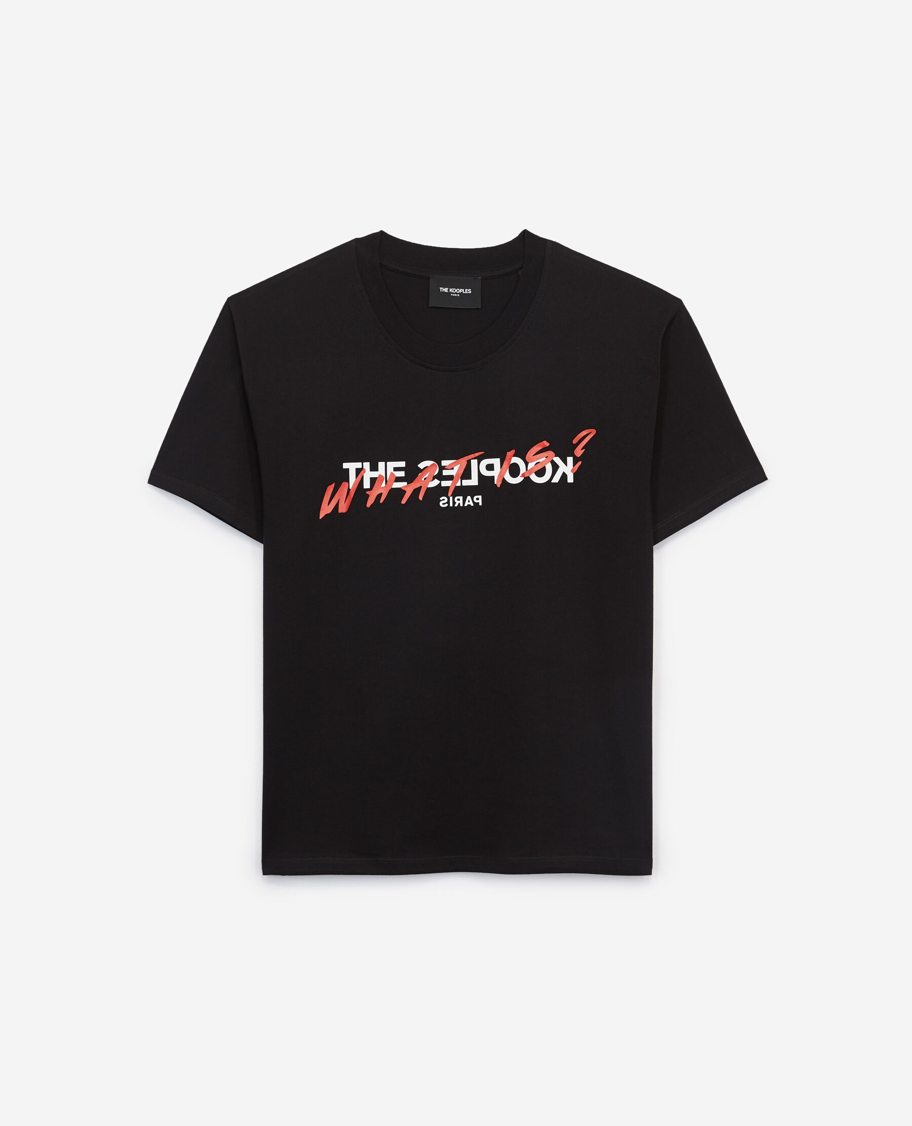 T-shirt noir coton imprimé What is