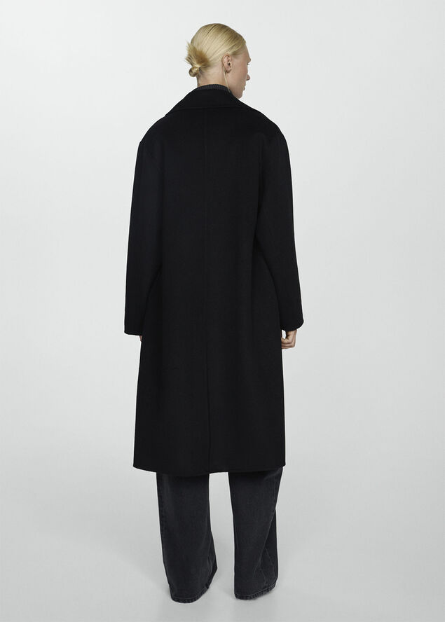 MANGO Handmade oversized wool coat Black