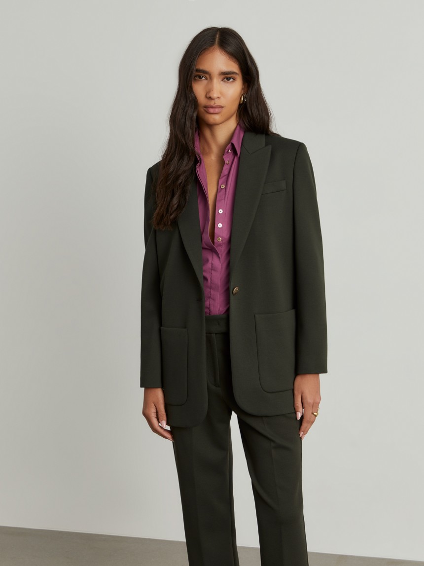 Blazer com bolsos e forro em contraste