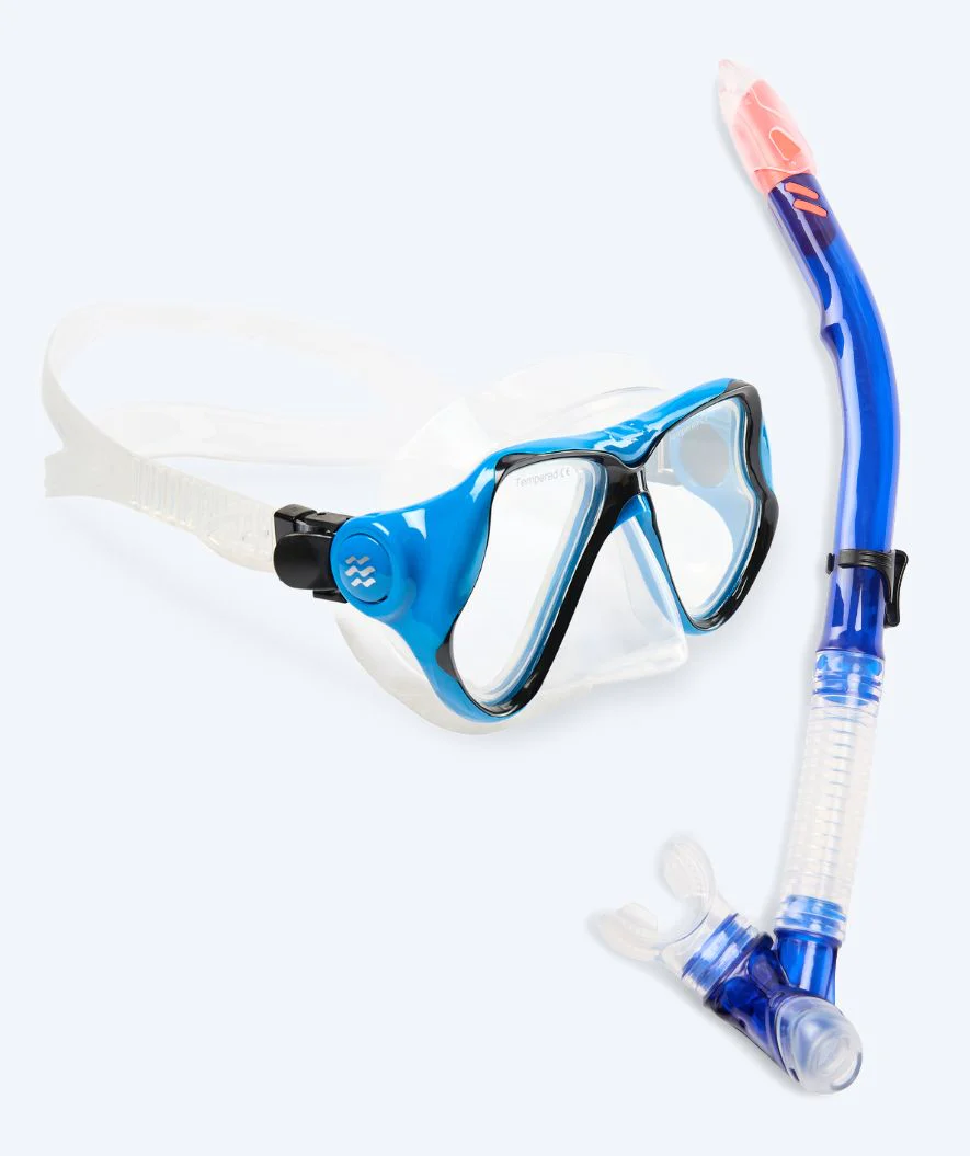 Watery Combo snorkelsæt til voksne - Hudson Semi-Dry - Blå