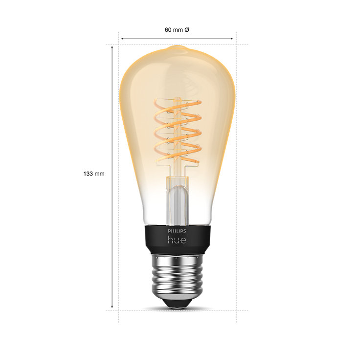 Ampoule LED connectée Edison Philips Hue E27 IP20 580lm 9W blanc doux