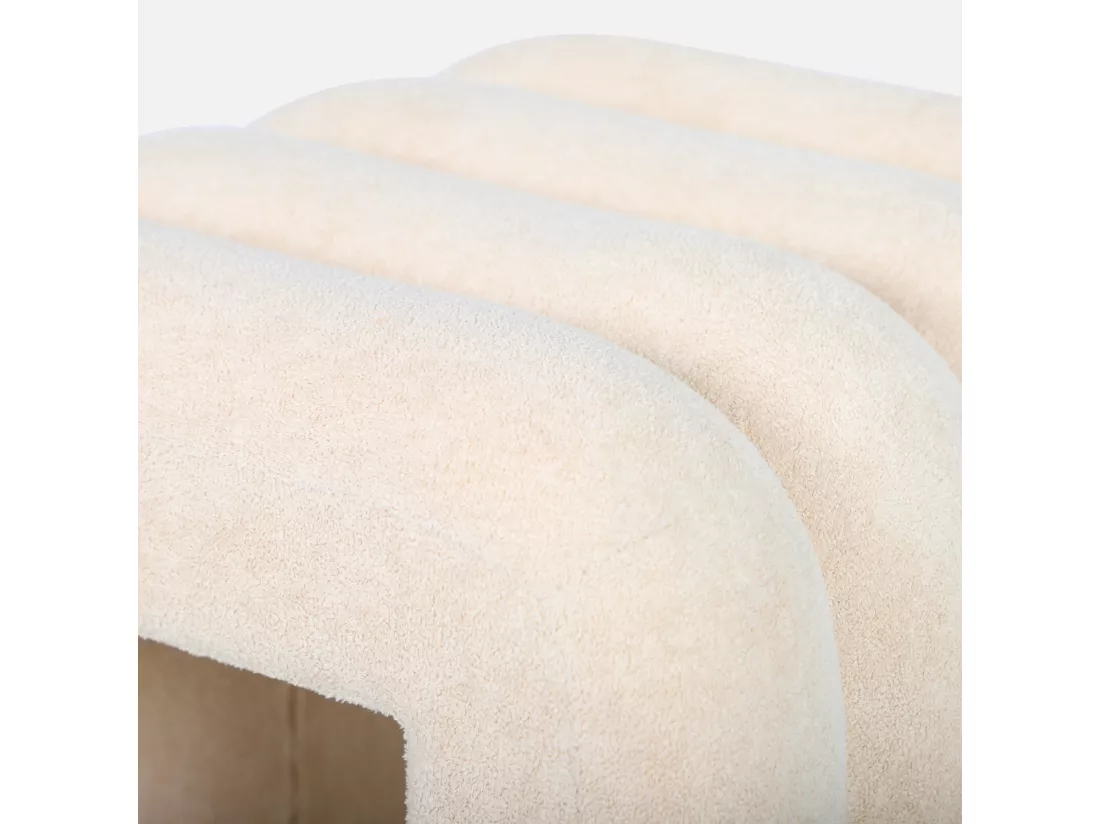 Set de 2 poufs contemporains en tissu beige