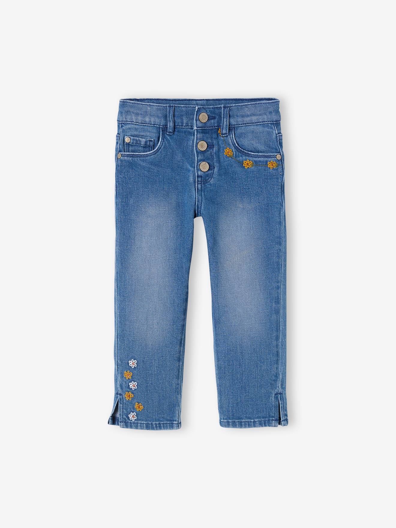 Calça jeans cropped Stone Girl com bordado floral
