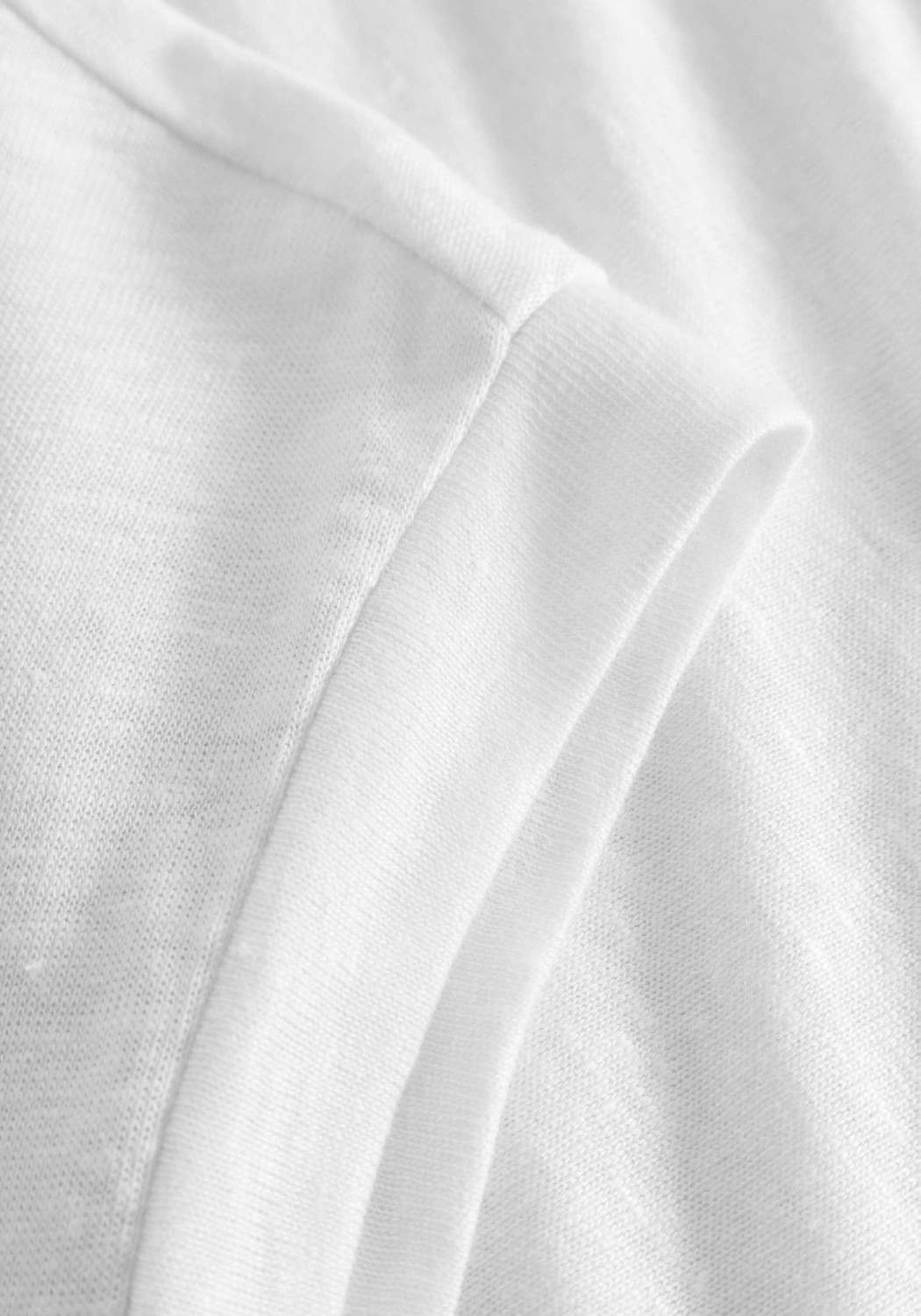Knowledge Cotton Apparel Leinen-T-Shirt Loose Fold Up Bright White