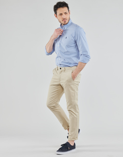 Polo Ralph Lauren - CHEMISE AJUSTEE EN POPLINE DE COTON COL BOUTONNELOGO PONY PLAY Azul / Blanco