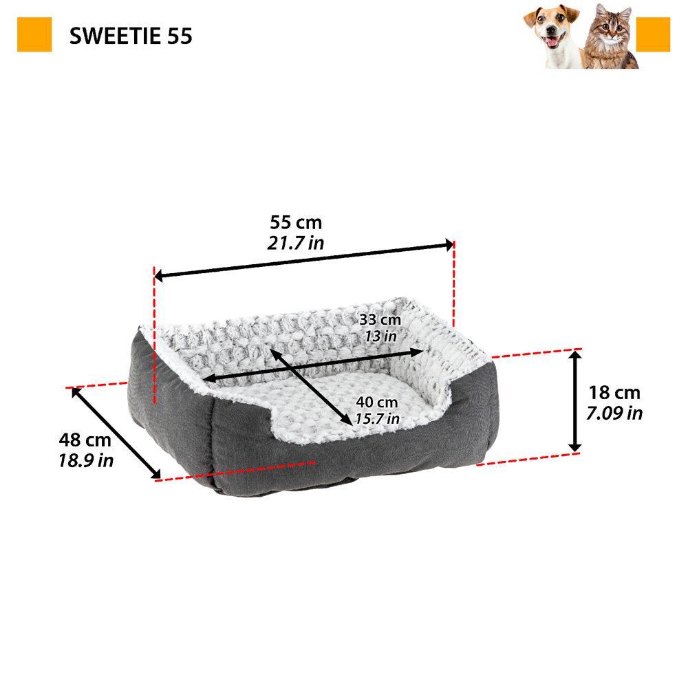 Ferplast panier chien coussin chien moyen taille panier chat coussin chat doux et confortable 74 x 61 x h 19 cm. Gris