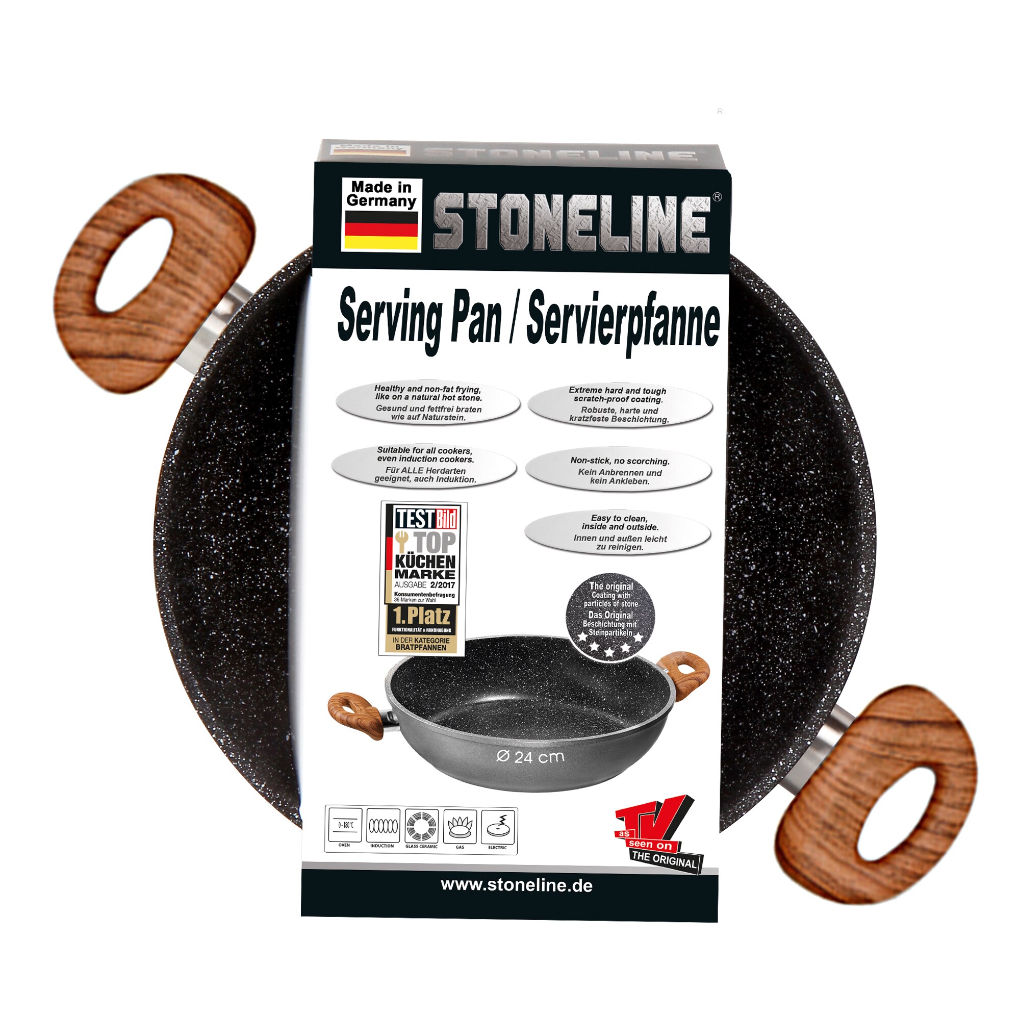 STONELINE® Back to Nature Servierpfanne 24 cm, Made in Germany