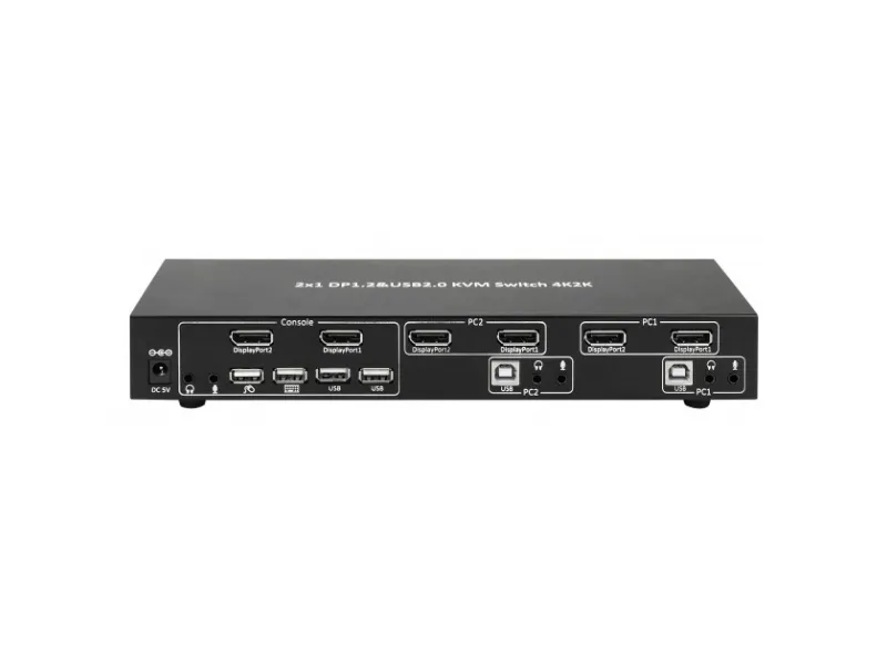 TECHly 2-Port DisplayPort1.2 Dual-Monitor KVM Switch - KVM / audio / USB switch - 2 x KVM / audio - 1 lokalbruger - desktop