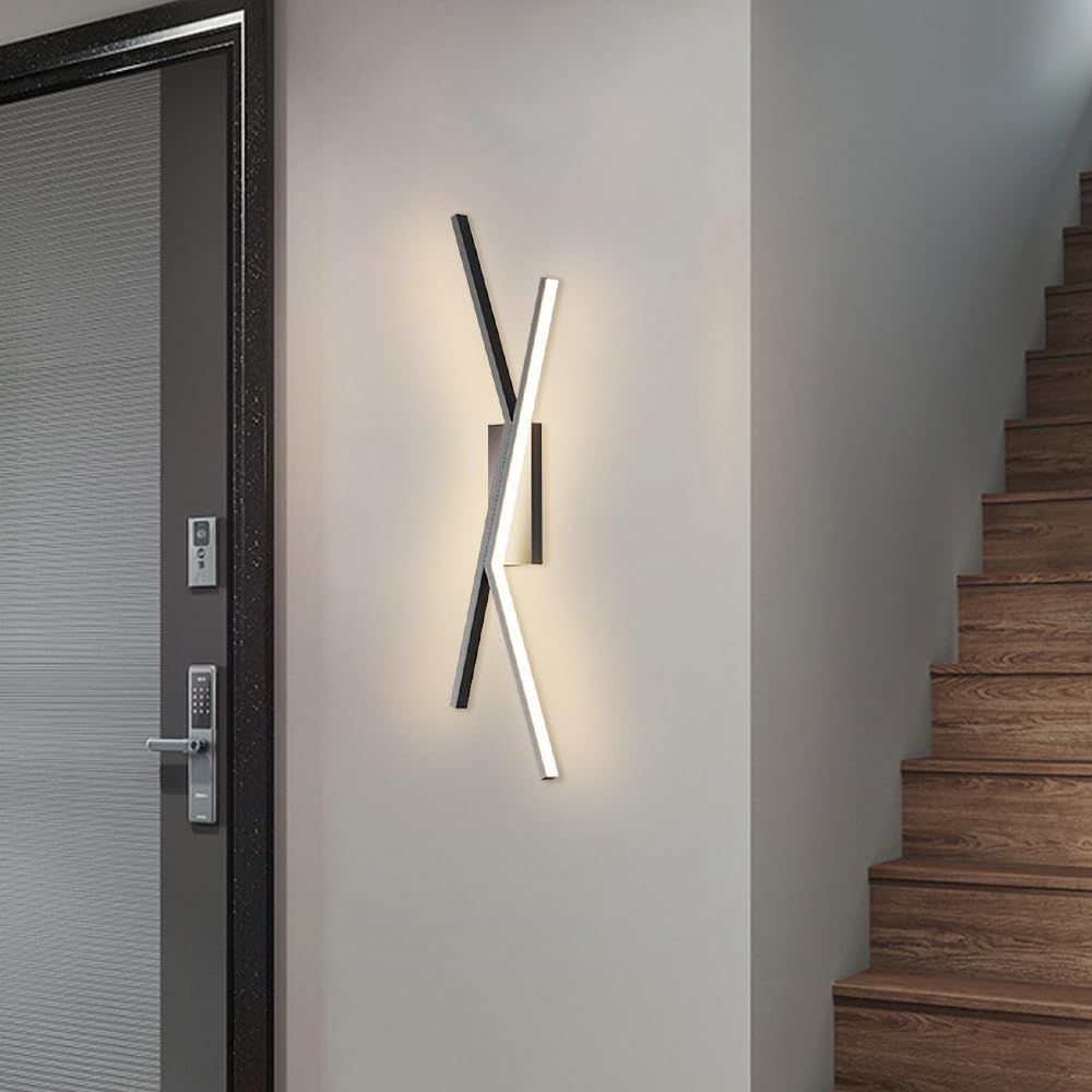 Moderne LED-Wandleuchten, Lineare LED-Wandleuchte mit 3 Farbmodi, Schwarz, Weiß, 60–100 cm(Dark,60cm)