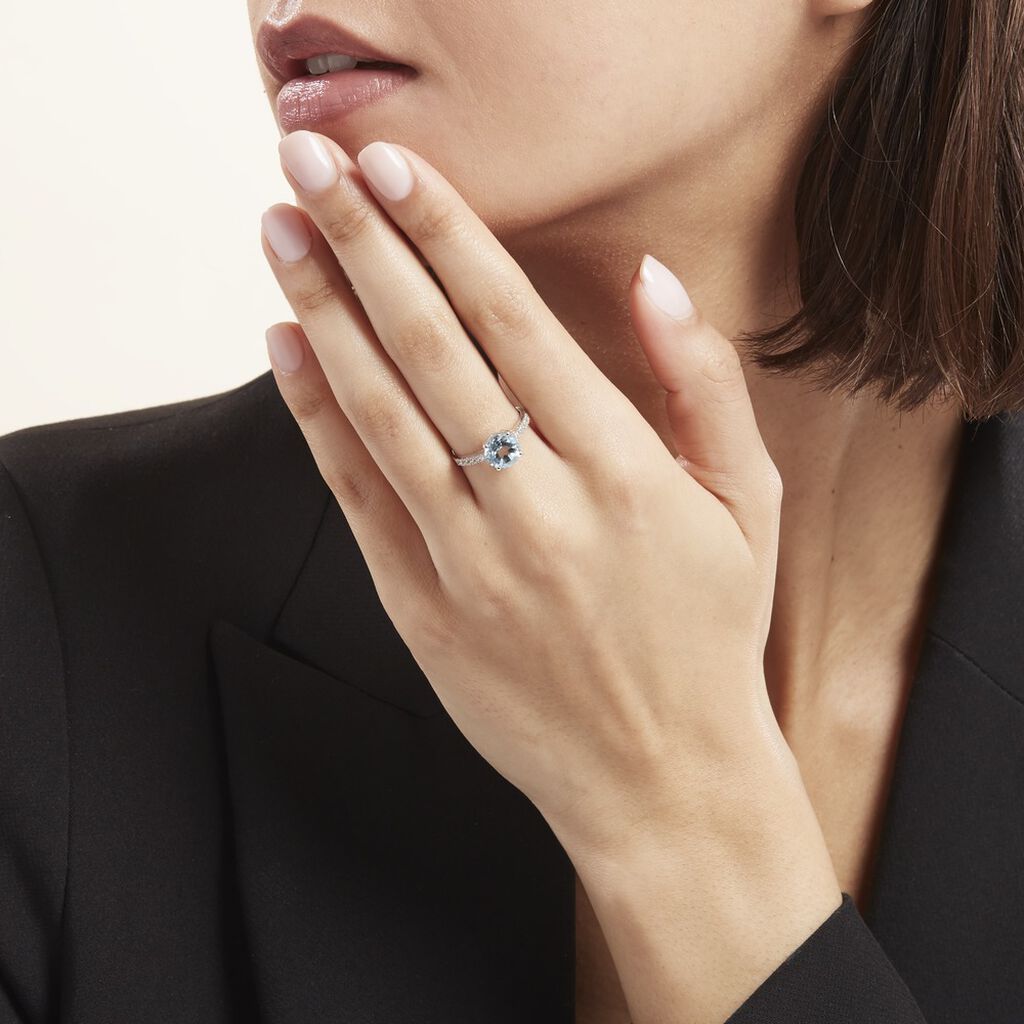Bague Or Blanc Terese Topaze Oxydes De Zirconium